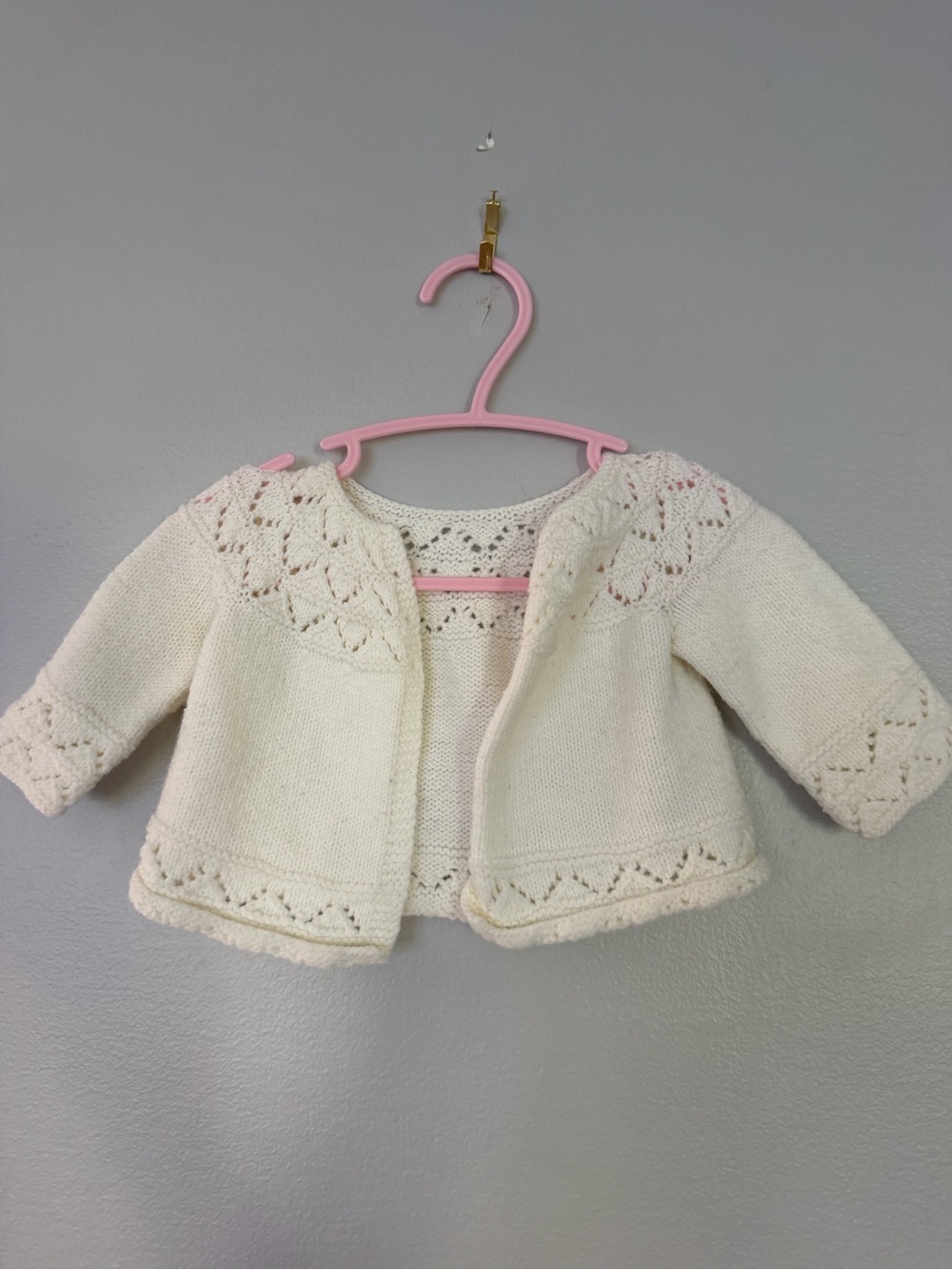 Hand-Knit Baby Cardigan Jacket - Ivory